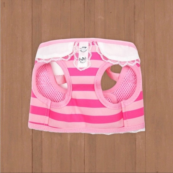 NWT Vibrant Life Harness Pink Striped With Lace Size XSmall free hat included - Picture 6 of 13